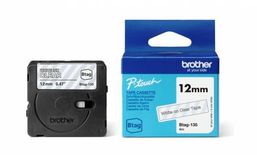 BTAG / 12mm / White Text / Clear Tape