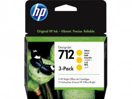 HP 712 29ml Yellow DesignJet Ink Cartridge (3)