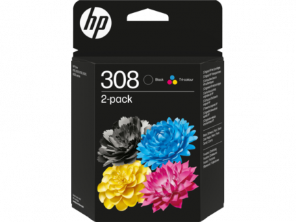 HP 308 Black/Tri-Color Original Ink Cartridge Combo 2-Pack