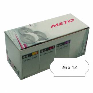 Meto etiket perm 26x12 hvid (6rl/1500)