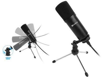 Sandberg Streamer USB Desk Microphone, Black