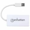 Manhattan USB-A 3-Port Hub   Adapter, 3x USB-A Ports, 5 Gbps (USB 3.2 Gen1 aka USB 3.0), 1x   Mbps network, RJ45, SuperSpeed USB, White, Three Year Warranty, Blister Hub 3 porte USB