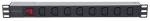 Intellinet 19 1U Rackmount 8-Output C13 Power Distribution Unit (PDU), With Removable Power Cable and Rear C14 Input (Euro 2-pin plug) Strømfordelingsenhed 8-stik Sort 2m