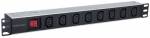 Intellinet 19 1U Rackmount 8-Output C13 Power Distribution Unit (PDU), With Removable Power Cable and Rear C14 Input (Euro 2-pin plug) Strømfordelingsenhed 8-stik Sort 2m