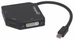 Manhattan Videointerfaceomformer Mini DisplayPort / HDMI / DVI / VGA Sort