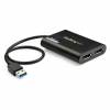 StarTech.com Adapter 9 pin USB Type A han (input) -> 2 x 20 pin DisplayPort hun (output) 30 cm Sort