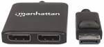 Manhattan DisplayPort to 2-Port DisplayPort Splitter Hub MST, 4K@30Hz, USB-A Powered, Video Wall Function, Black, Blister Video-/audiosplitter DisplayPort