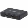 Manhattan 4K 2-Port HDMI Splitter, 4K@30Hz, AC Powered, Boxed, Black (Euro 2-pin plug) Video-/audiosplitter HDMI