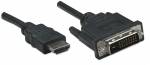 Manhattan Videokabel HDMI / DVI 1m Sort