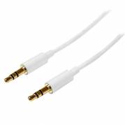 StarTech.com 1m White Slim 3.5mm Stereo Audio Cable - 3.5mm Audio Aux Stereo - Male to Male Headphone Cable - 2x 3.5mm Mini Jack (M) White (MU1MMMSWH) Audiokabel Hvid 1m