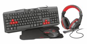 Trust Ziva 4-in-1 Gaming Bundle Tastatur, mus, headset og musepudesæt Kabling