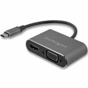 StarTech.com USB-C to VGA and HDMI Adapter - 2-in-1 - 4K 30Hz - Space Grey - Windows & Mac Compatible (CDP2HDVGA) Ekstern videoadapter