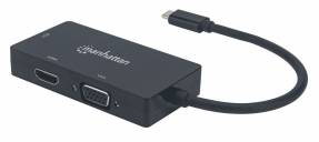 Manhattan Videointerfaceomformer HDMI / DVI / VGA / USB 10cm Sort