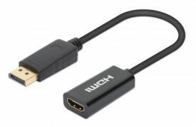 Manhattan Videoadapter DisplayPort / HDMI 15cm Sort