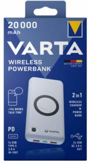 Varta Trådløs power bank 20000mAh Hvid