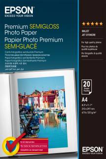 Epson Premium Semigloss Photo Paper Fotopapir A4 (210 x 297 mm) 20ark C13S041332