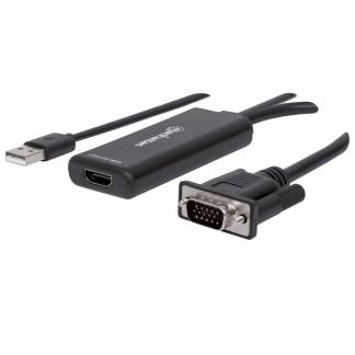 Manhattan Videointerfaceomformer HDMI / VGA / USB 1m Sort