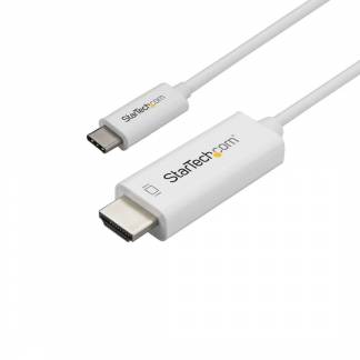 StarTech.com 6ft (2m) USB C to HDMI Cable, 4K 60Hz USB Type C to HDMI 2.0 Video Adapter Cable, Thunderbolt 3 Compatible, Laptop to HDMI Monitor/Display, DP 1.2 Alt Mode HBR2 Cable, White - 4K USB-C Video Cable (CDP2HD2MWNL) Ekstern videoadapter