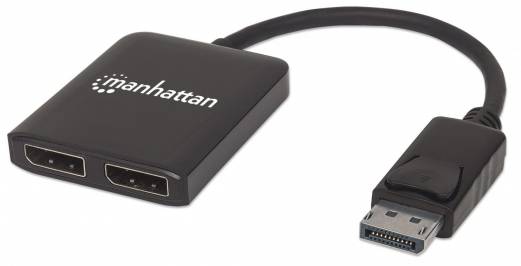 Manhattan DisplayPort to 2-Port DisplayPort Splitter Hub MST, 4K@30Hz, USB-A Powered, Video Wall Function, Black, Blister Video-/audiosplitter DisplayPort