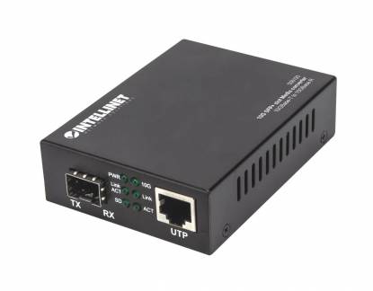 Intellinet 10GBase-T to 10GBase-R Media Converter, 1 x 10 GB SFP Slot, 1 x 10GB RJ45 Port Medieomsætter Gigabit Ethernet 10 Gigabit Ethernet 5 Gigabit Ethernet 2.5 Gigabit Ethernet