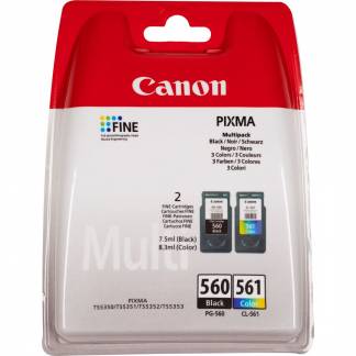 Canon PG 560 / CL-561 Multipack Sort Farve (cyan, magenta, gul) 180 sider Blæk 3713C006