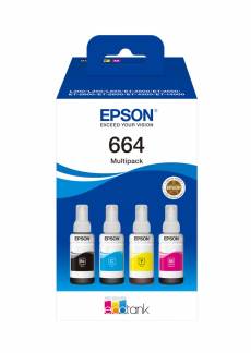 Epson EcoTank 664 Sort Gul Cyan Magenta Blækrefill C13T664640