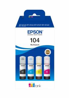 Epson EcoTank 104 Sort Gul Cyan Magenta Blækrefill C13T00P640