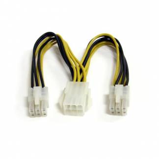 StarTech.com 6 pin PCI Express-strøm (male) - 6 pin PCI Express-strøm (female) Gul 15cm Strøm-splitter