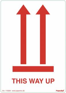 Etiketter selvkl. tryk:This way up 120x86mm 500stk/rul