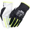 Gedeskindshandske, THOR Teknik Polyester, 8, sort, gedeskind/polyester, Hi-vis mellem fingrende