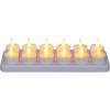 LED fyrfadslys, 4,9cm, &Oslash;3,9cm, hvid, plast, med pulserende flamme, genopladeligt s&aelig;t med 12 lys, inklusiv oplader
