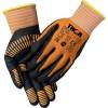 Fingerdyppet nitrilhandske, THOR Flex Grip, 9, sort, nitril/polyester, med gul ribkant