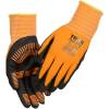 Fingerdyppet nitrilhandske, THOR Flex Grip, 10, sort, nitril/polyester, med gul ribkant