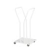 Affaldsstativ til papirs&aelig;k, med to b&oslash;jler, 4 hjul, hvid,