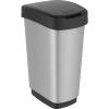 Affaldsspand, Rotho Twist, 40,1x29,8x60,2cm, 50 l, s&oslash;lv, plast, sort l&aring;g, til kildesortering