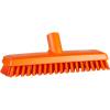 Gulvskrubbe med vandgennemløb, Vikan, 27x7,5x9,5cm, orange, polyester/PP/rustfrit stål, meget stiv *Denne vare tages ikke retur*