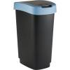 Affaldsspand, Rotho Twist, 40,1x29,8x60,2cm, 50 l, sort, plast, sort l&aring;g med bl&aring; kant, til kildesortering