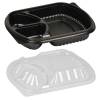 Plastbakke, 25,5x19x4,5cm, 1250 ml, 1036 ml, sort, PP, 3-rums, 678/179/179 ml, take away