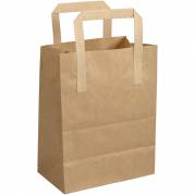 Papirpose, 18x10,5x23cm, 4,3 l, 70 g/m2, brun, papir, med hank