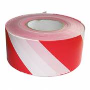 Afsp&aelig;rringsb&aring;nd, r&oslash;d, LDPE, 7,5cm x 500m, stribet r&oslash;d og hvid