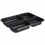 Bakke, C 2227-4B , 22,7x17,8x3cm, 735 ml, sort, CPET, 4-rums, 140/155/185/255 ml, standard serie, hovedret