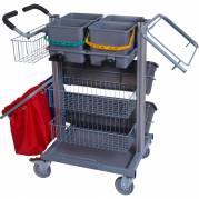 Reng&Atilde;&cedil;ringsvogn, Tina Trolleys Exclusive, 1150x560x1100mm, s&Atilde;&cedil;lv, aluminium/st&Atilde;&yen;l, til fugtsystem, med tilbeh&Atilde;&cedil;r *Denne vare tages ikke retur*