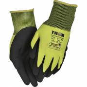 Fingerdyppet nitrilhandske, THOR Flex Touch Screen, 8, sort, polyester/nitril, med gul ribkant, touch screen