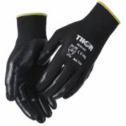 Fingerdyppet nitrilhandske, THOR Nitrex, 10, sort, polyester/nitril, ribkant