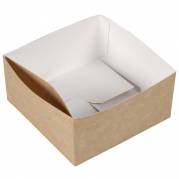 Pommes frites bakke, 13x13x6,5cm, 1100 ml, brun, pap, med dip lomme, komposterbar