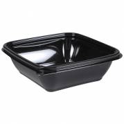 Salatsk&Atilde;&yen;l, 12,5x12,5x3,7cm, 250 ml, 250 ml, sort, RPET, Firkantet