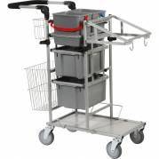 Reng&Atilde;&cedil;ringsvogn, Tina Trolleys ERGO Slimline, 1060x450x1050mm, s&Atilde;&cedil;lv, pulverlakeret st&Atilde;&yen;l, til fugtsystem, med tilbeh&Atilde;&cedil;r