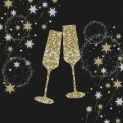 Frokostserviet, ASP-Holmblad, 3-lags, 1/4 fold, 33x33cm, flerfarvet, Champagneglas