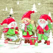 Frokostserviet, ASP-Holmblad, 3-lags, 1/4 fold, 33x33cm, flerfarvet, papir, Nisser i skoven