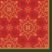 Kaffeserviet, Duni, Xmas Deco Red, 3-lags, 1/4 fold, 24x24cm, r&Atilde;&cedil;d, nyfiber *Denne vare tages ikke retur*